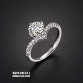 Moissanite Solitaire Halo Ring Sterling Silver, Gold, or Rose Gold | VVS Moissanite | GRA Certified