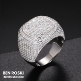 Iced-Out Moissanite Square Cluster Ring Sterling Silver, Gold & Rose Gold | GRA Certified