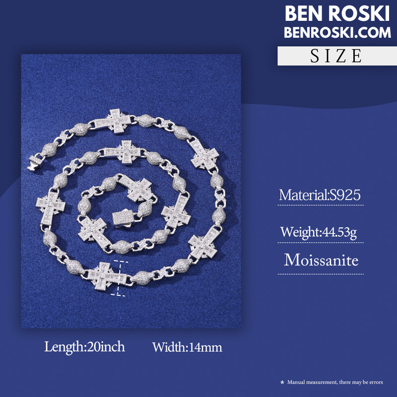 Cross Link Moissanite Necklace Sterling Silver, Gold & Rose Gold | GRA Certified