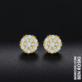 Round Cluster Stud Earrings Sterling Silver, Gold & Rose Gold | VVS Moissanite | GRA Certified