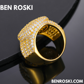 Baguette & Round Moissanite Statement Ring Sterling Silver, Gold & Rose Gold Plated | Sizes 9, 10, 11 | GRA Certified