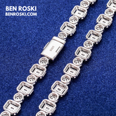 8MM Geometric & Round Cluster Moissanite Chain Sterling Silver, Gold, or Rose Gold | VVS D Color | GRA Certified