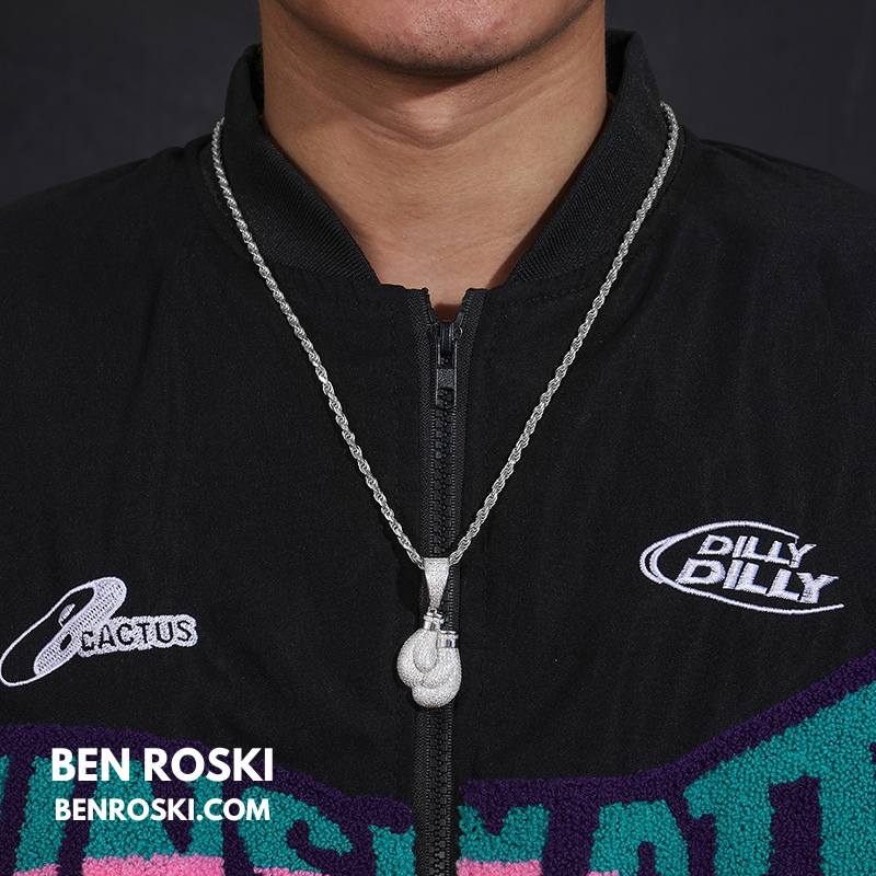 Boxing Gloves Pendant Sterling Silver, Gold & Rose Gold | VVS Moissanite | GRA Certified