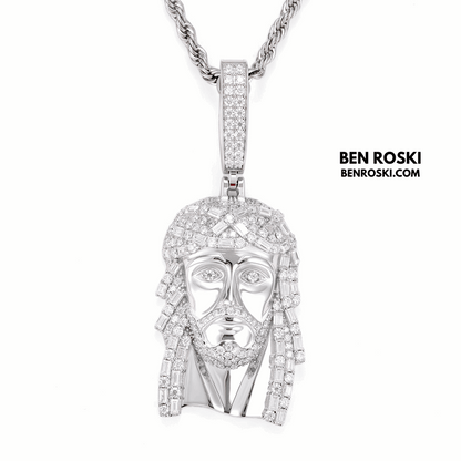 Jesus Face Pendant Sterling Silver, Gold, or Rose Gold | VVS Moissanite | GRA Certified