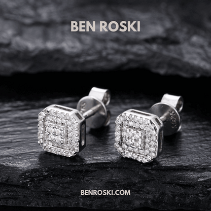 Square Halo Stud Earrings – 7MM | 1.49g | VVS1 Moissanite | GRA Certified