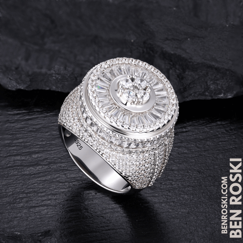 Round Baguette Cluster Ring – 21MM Width | VVS1 Moissanite | GRA Certified