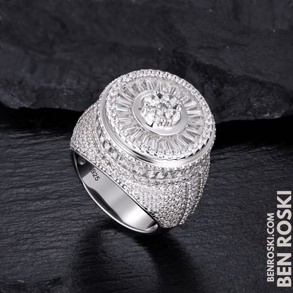 Round Baguette Cluster Ring – 21MM Width | VVS1 Moissanite | GRA Certified