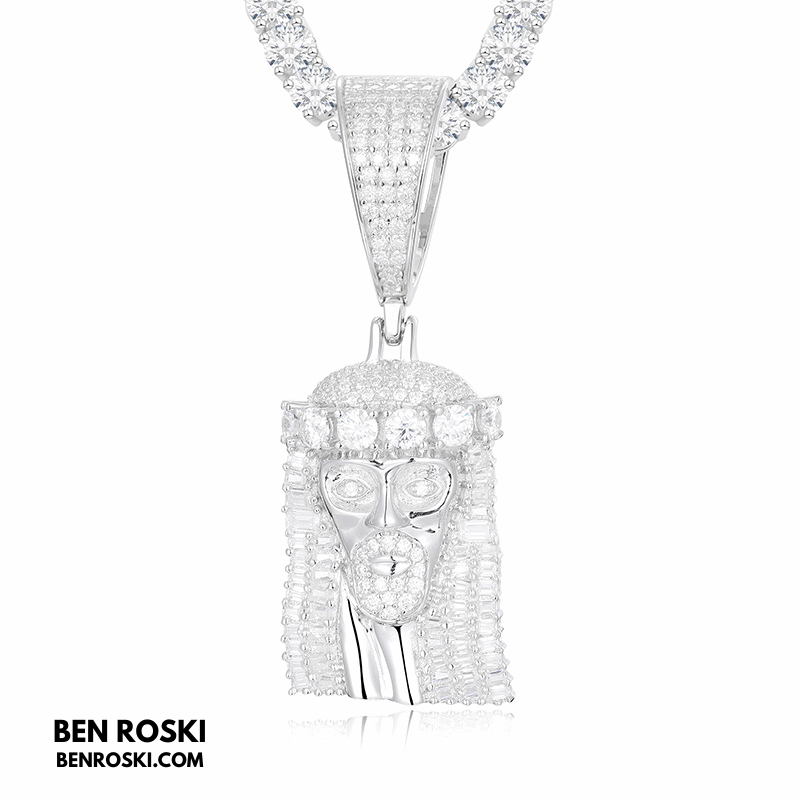 Jesus Face Moissanite Pendant Sterling Silver, Gold, or Rose Gold | VVS Moissanite | GRA Certified