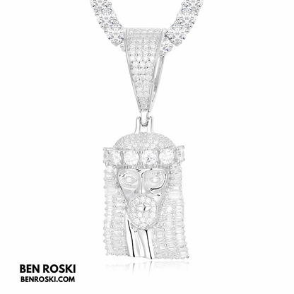 Jesus Face Moissanite Pendant Sterling Silver, Gold, or Rose Gold | VVS Moissanite | GRA Certified