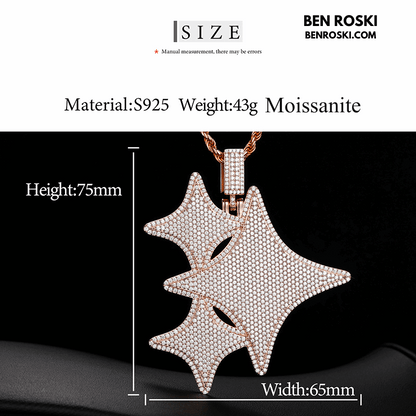 Starburst Pendant – 75MM Height | VVS1 Moissanite | GRA Certified