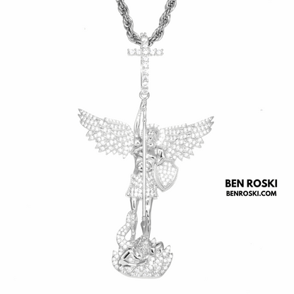 Archangel Michael Pendant – 77MM Height |  VVS1 Moissanite | GRA Certified