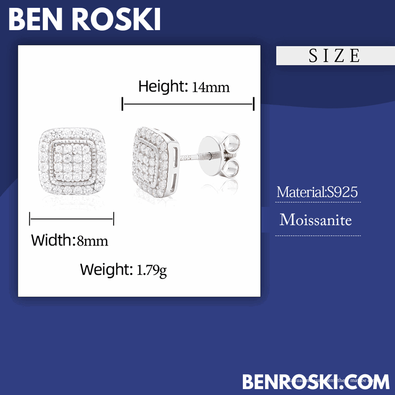 Cushion Cluster Stud Earrings Sterling Silver, Gold, or Rose Gold | VVS Moissanite | GRA Certified