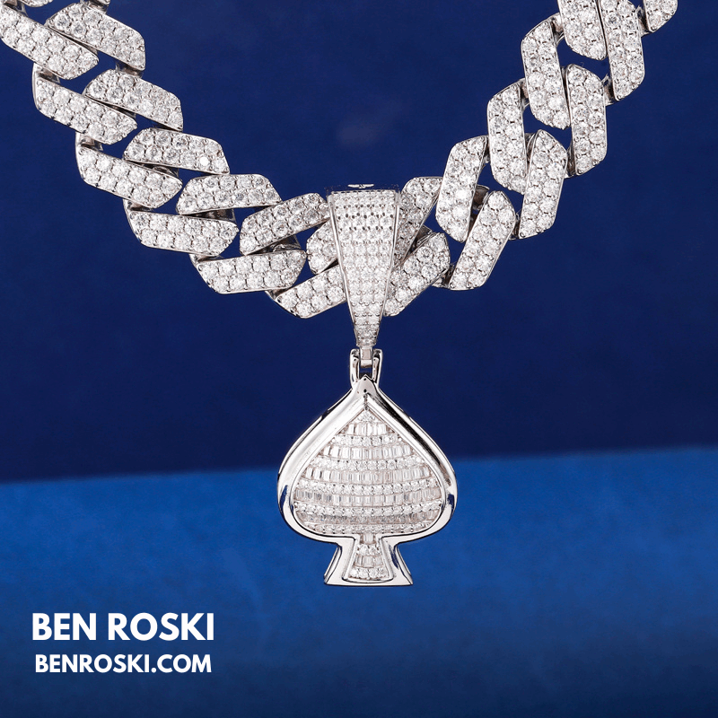 Spade Moissanite Pendant Sterling Silver, Gold, or Rose Gold | VVS Moissanite | GRA Certified