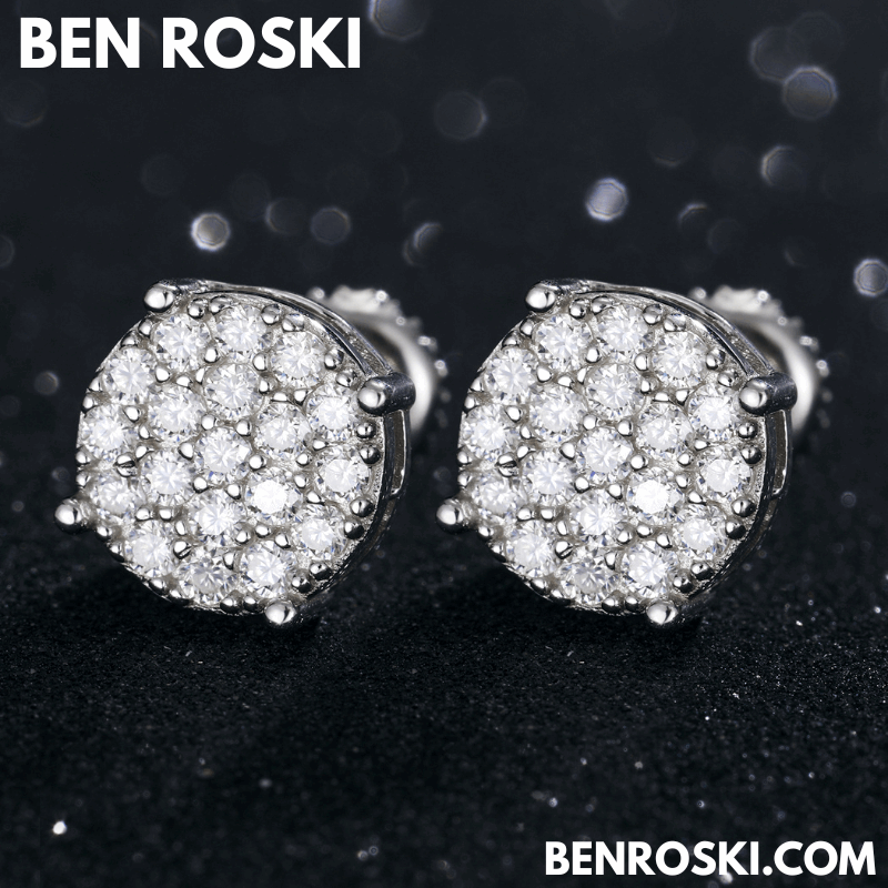 Round Cluster Stud Earrings – VVS1 Moissanite | GRA Certified