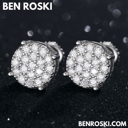 Round Cluster Stud Earrings – VVS1 Moissanite | GRA Certified