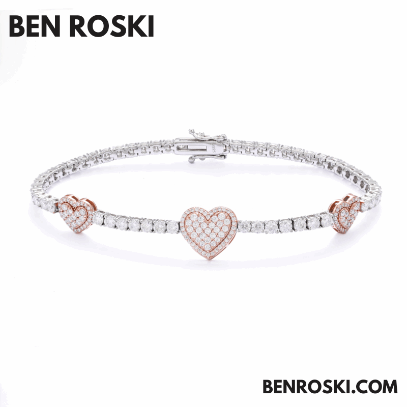 Heart Moissanite Tennis Bracelet – 12MM | 7–8 Inch | 12.28g | S925 Silver, Gold, or Rose Gold | VVS1 Moissanite | GRA Certified