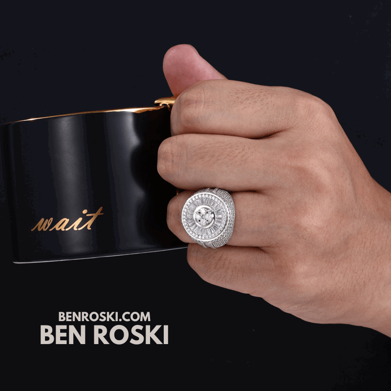 Round Baguette Cluster Ring – 21MM Width | VVS1 Moissanite | GRA Certified