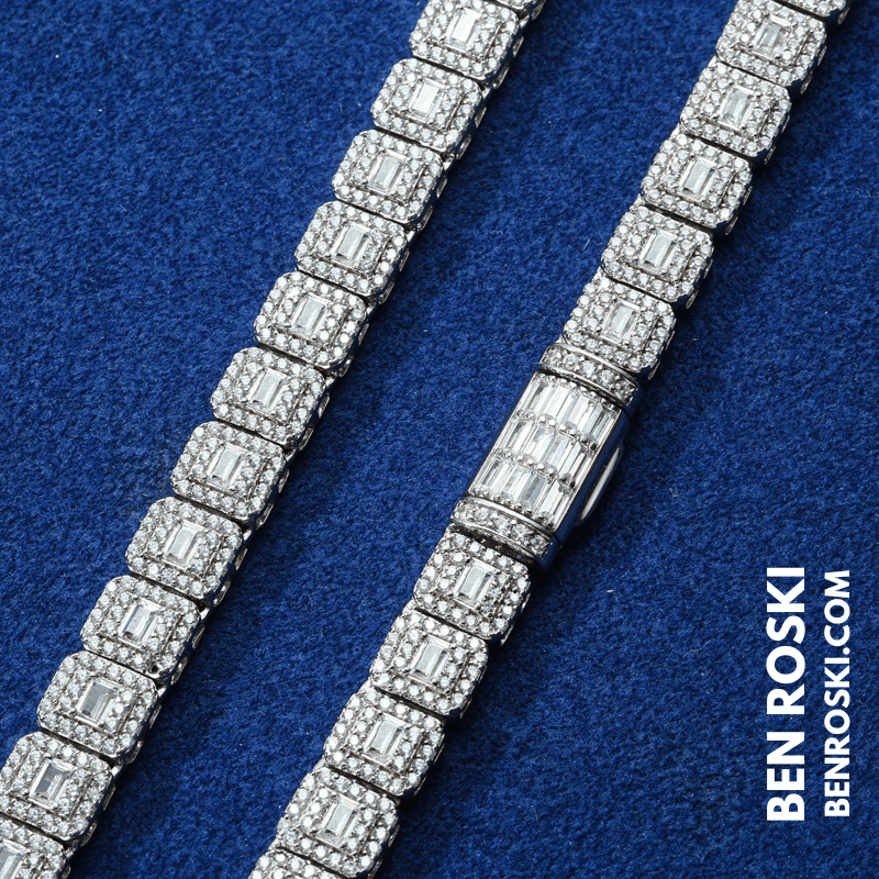 Square Cluster Moissanite Chain – 7MM Width | 20 Inch | 45.95g | GRA Certified