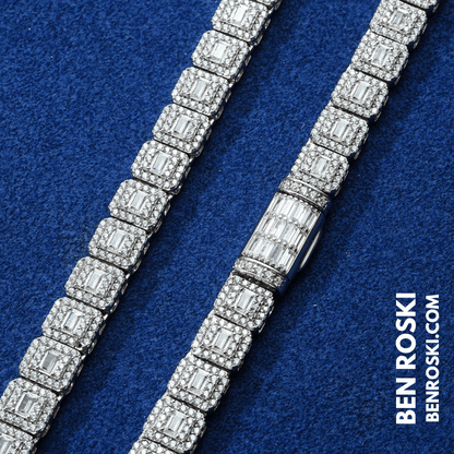 Square Cluster Moissanite Chain – 7MM Width | 20 Inch | 45.95g | GRA Certified