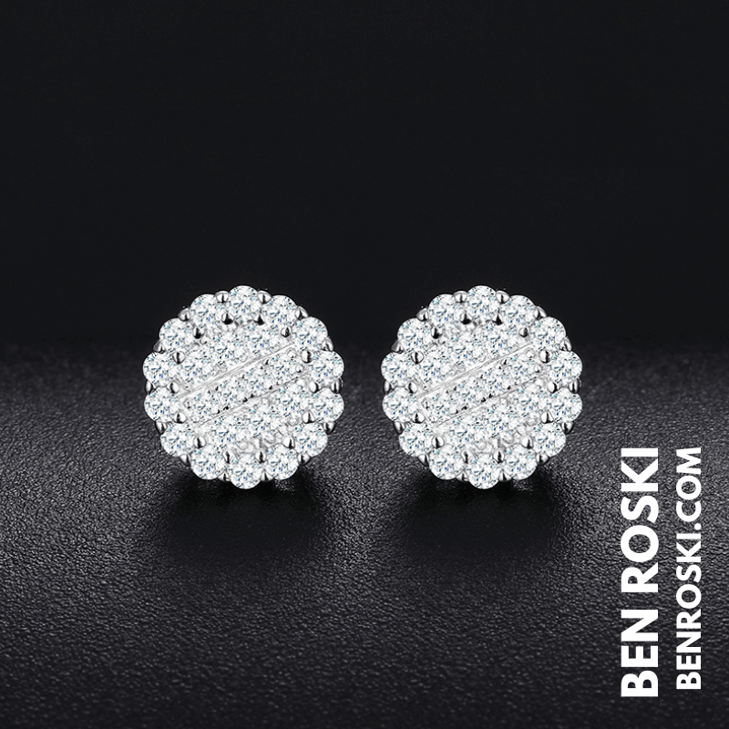 Round Cluster Stud Earrings Sterling Silver, Gold, or Rose Gold | VVS Moissanite | GRA Certified