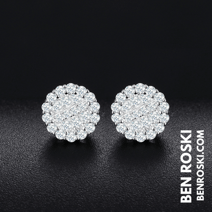Round Cluster Stud Earrings Sterling Silver, Gold, or Rose Gold | VVS Moissanite | GRA Certified