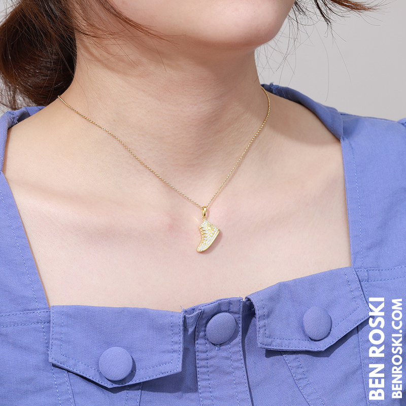 Sneaker Pendant Sterling Silver or Gold / Rose Gold Plated | VVS Moissanite | GRA Certified