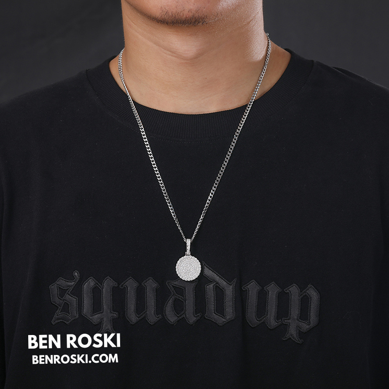 Round Cluster Moissanite Pendant Sterling Silver, Gold & Rose Gold | VVS Moissanite | GRA Certified