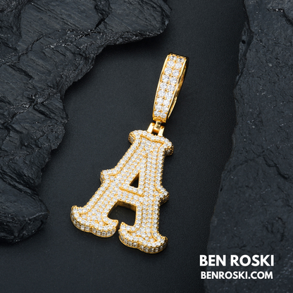 Iced-Out Moissanite Initial Pendant Sterling Silver | Gold, Silver & Rose Gold | VVS Moissanite | GRA Certified