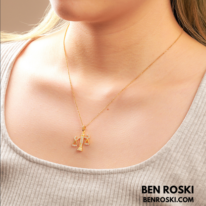 Scales of Justice Pendant Sterling Silver, Gold, or Rose Gold | VVS Moissanite | GRA Certified