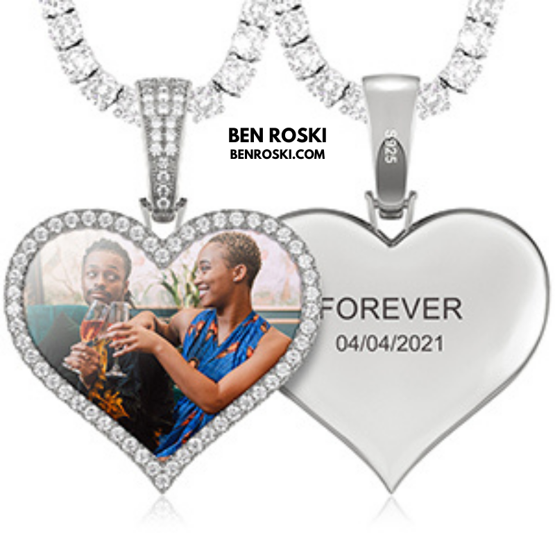 Custom Heart Photo Pendant Sterling Silver, Gold, or Rose Gold | vvs Moissanites | Personalized