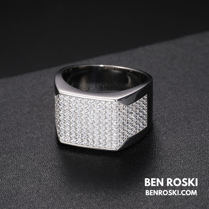 Rectangle Micro-Pavé Moissanite Ring Sterling Silver | Gold & Rose Gold | VVS Moissanite | GRA Certified