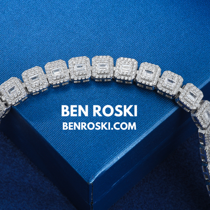 Square Moissanite Cluster Bracelet Sterling Silver | Gold & Rose Gold Plated | GRA Certified