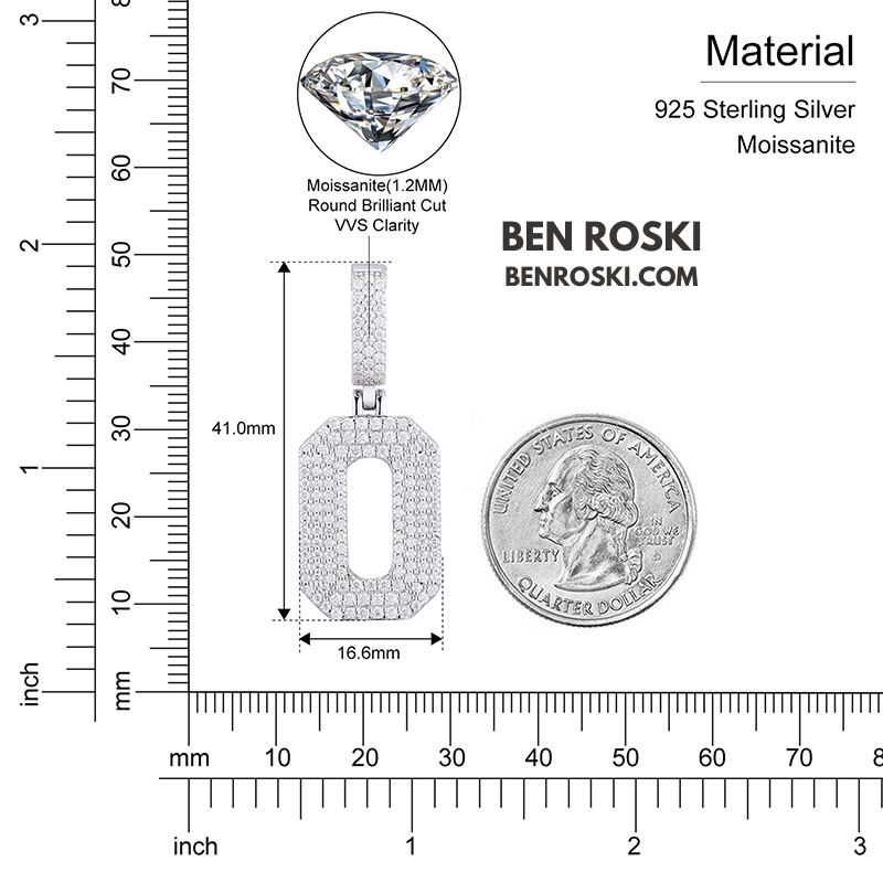 Custom Number Pendant Sterling Silver, Gold, or Rose Gold | VVS Moissanite | GRA Certified