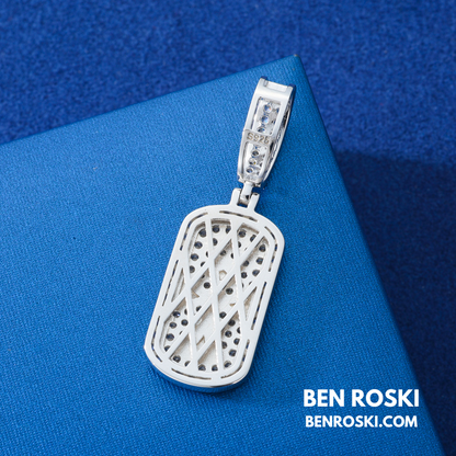 Iced Cross Dog Tag Pendant Sterling Silver, Gold & Rose Gold | VVS Moissanite | GRA Certified