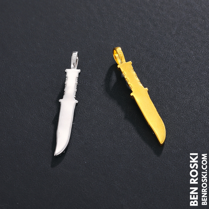 Knife Pendant Necklace Sterling Silver or Gold/Rose Gold Plated | VVS Moissanite | GRA Certified