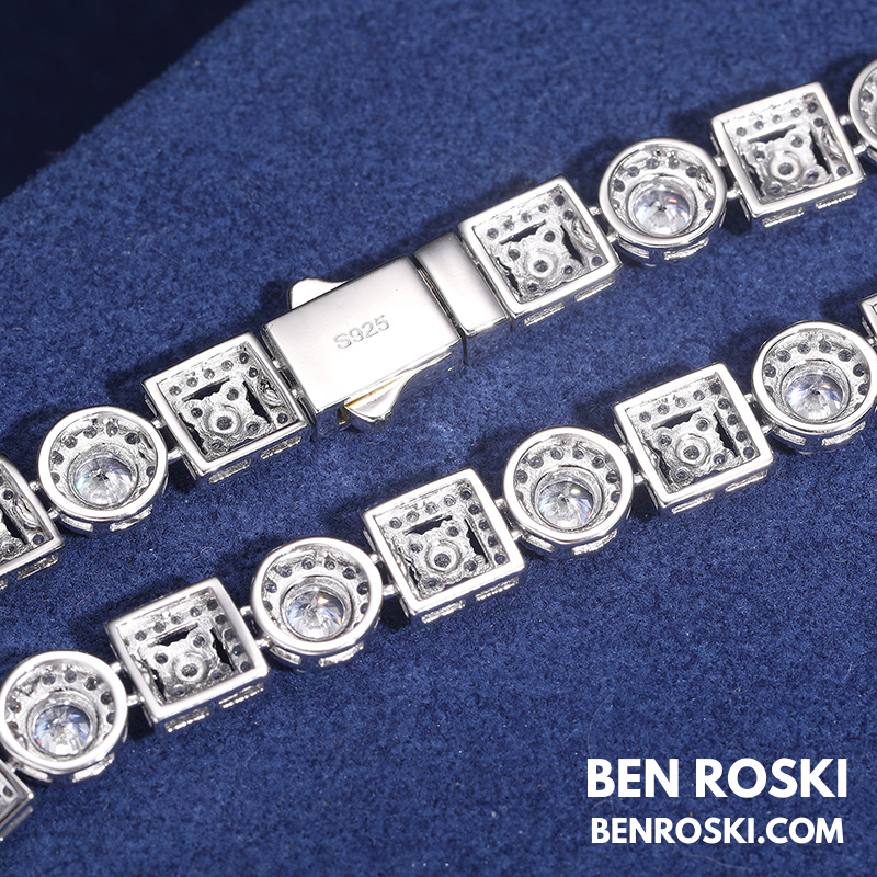 Moissanite Cluster Link Chain Sterling Silver | GRA Certified