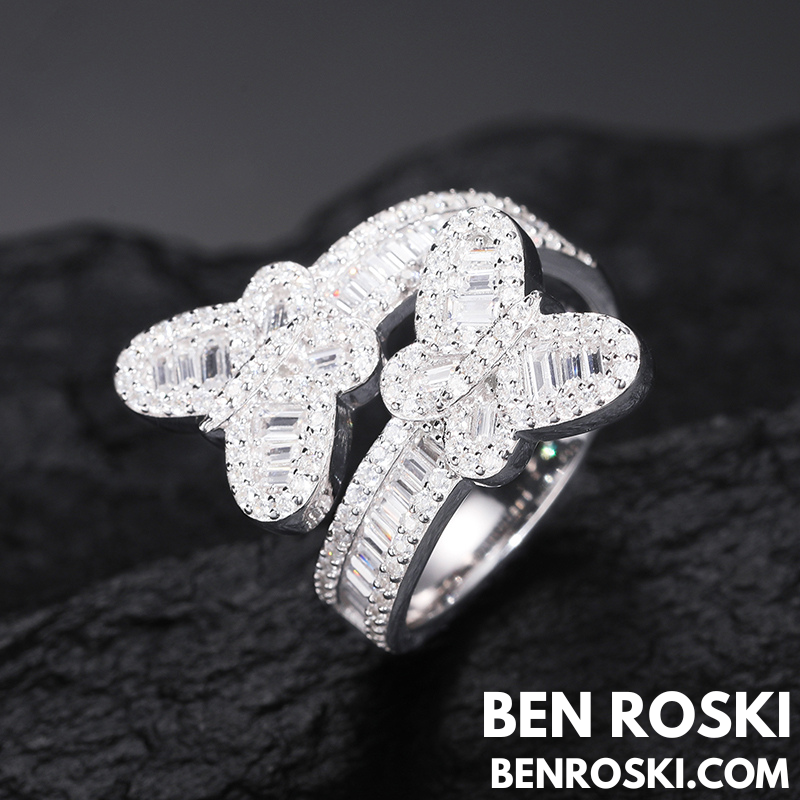 Butterfly Moissanite Ring Sterling Silver, Gold, or Rose Gold | VVS Moissanite | GRA Certified