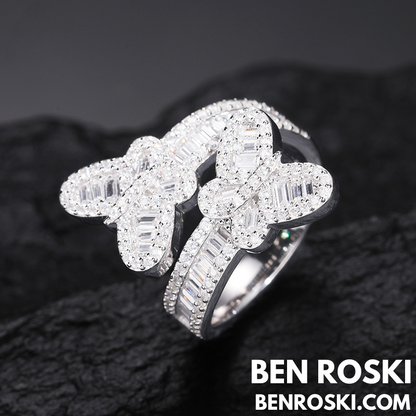 Butterfly Moissanite Ring Sterling Silver, Gold, or Rose Gold | VVS Moissanite | GRA Certified