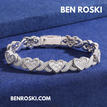 Heart Link Moissanite Necklace Sterling Silver, Gold & Rose Gold | GRA Certified