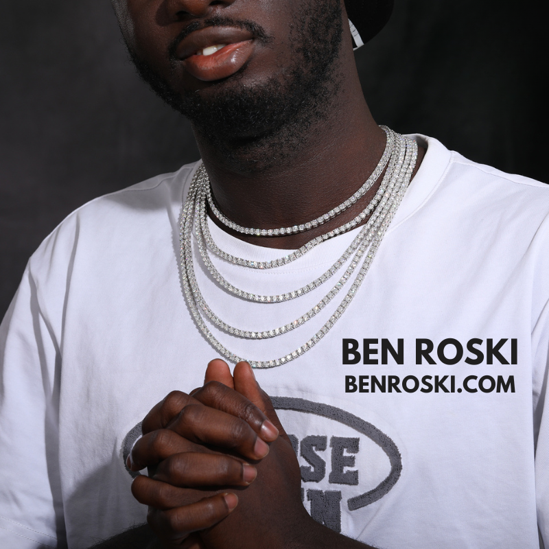 Moissanite Tennis Chain Necklace 3MM Sterling Silver, Gold & Rose Gold | VVS1 Moissanite | GRA Certified