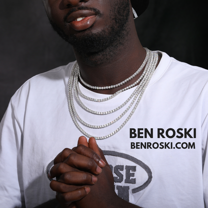 Moissanite Tennis Chain Necklace 3MM Sterling Silver, Gold & Rose Gold | VVS1 Moissanite | GRA Certified