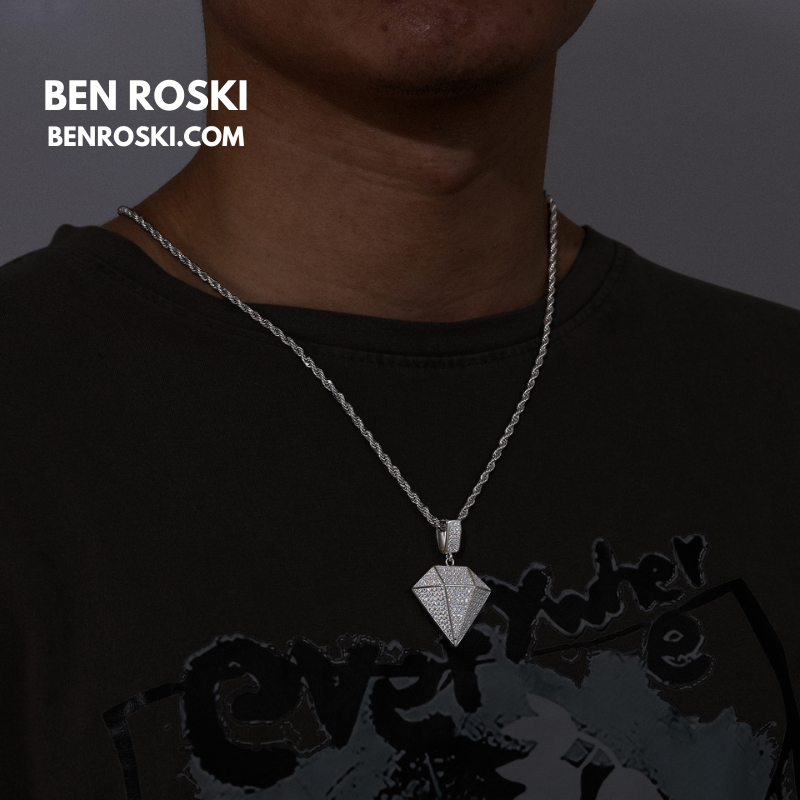 Diamond Shape Moissanite Pendant Sterling Silver, Gold / Rose Gold Plated | GRA Certified