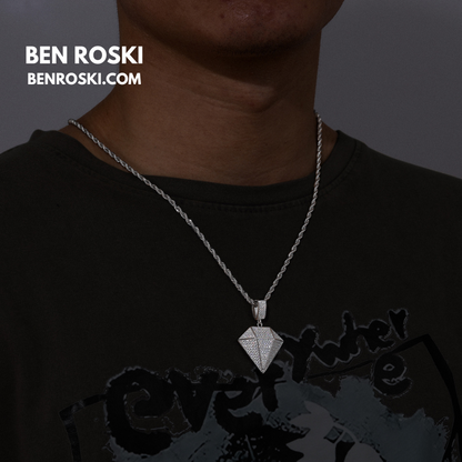 Diamond Shape Moissanite Pendant Sterling Silver, Gold / Rose Gold Plated | GRA Certified