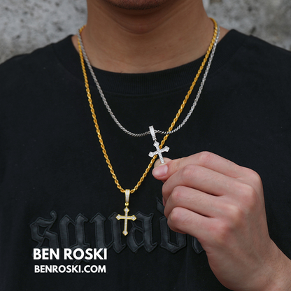 Moissanite Cross Pendant Sterling Silver or Gold/Rose Gold Plated | VVS1 Moissanite | GRA Certified