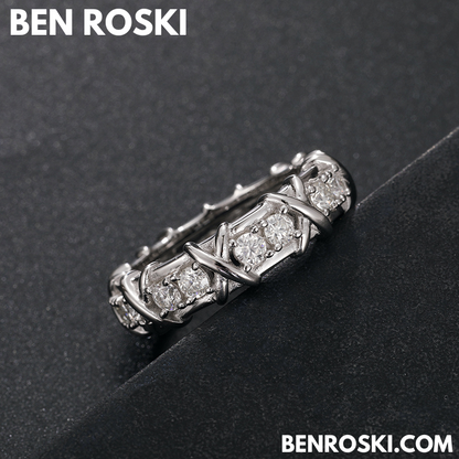 Criss-Cross Eternity Band Stuhrling Silver or Gold & Rose Gold | VVS Moissanite | GRA Certified