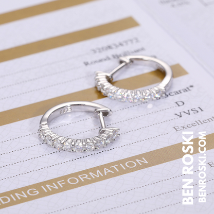 Hoop Earrings Sterling Silver, Gold, or Rose Gold | VVS Moissanite | GRA Certified