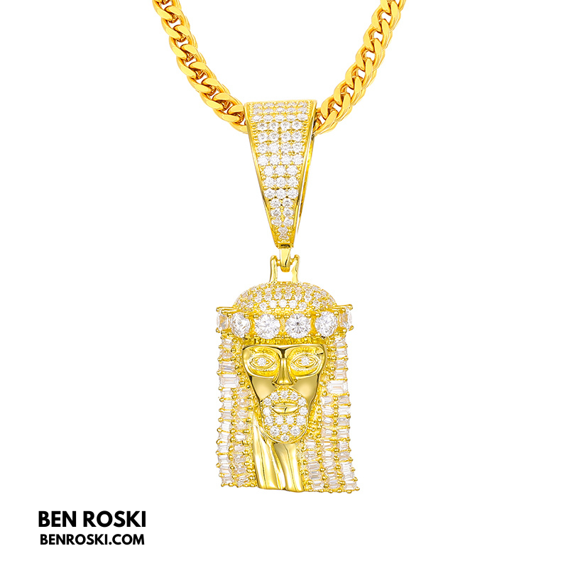 Jesus Face Moissanite Pendant Sterling Silver, Gold, or Rose Gold | VVS Moissanite | GRA Certified