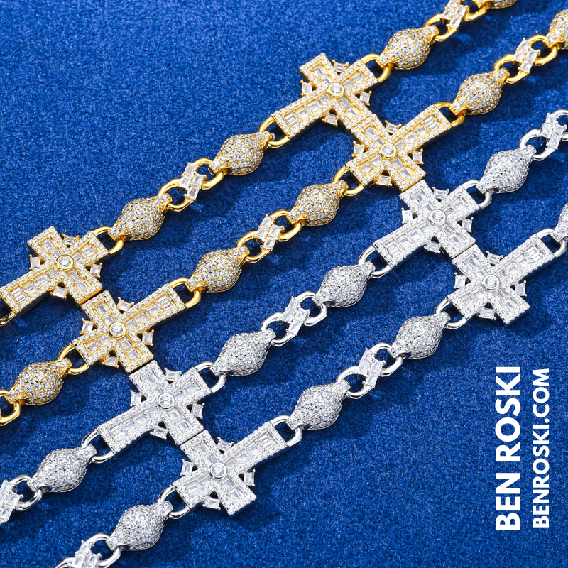 Cross Link Moissanite Necklace Sterling Silver, Gold & Rose Gold | GRA Certified