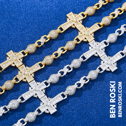 Cross Link Moissanite Necklace Sterling Silver, Gold & Rose Gold | GRA Certified