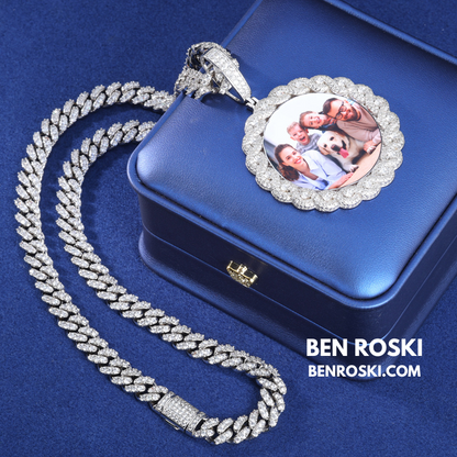 Custom Moissanite Photo Pendant Sterling Silver or Gold/Rose Gold Plated | VVS Moissanite | GRA Certified